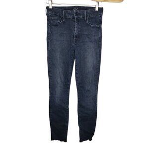 Mother Size 26 High Waisted Looker Ankle Fray‎ Black Skinny Denim Jeans